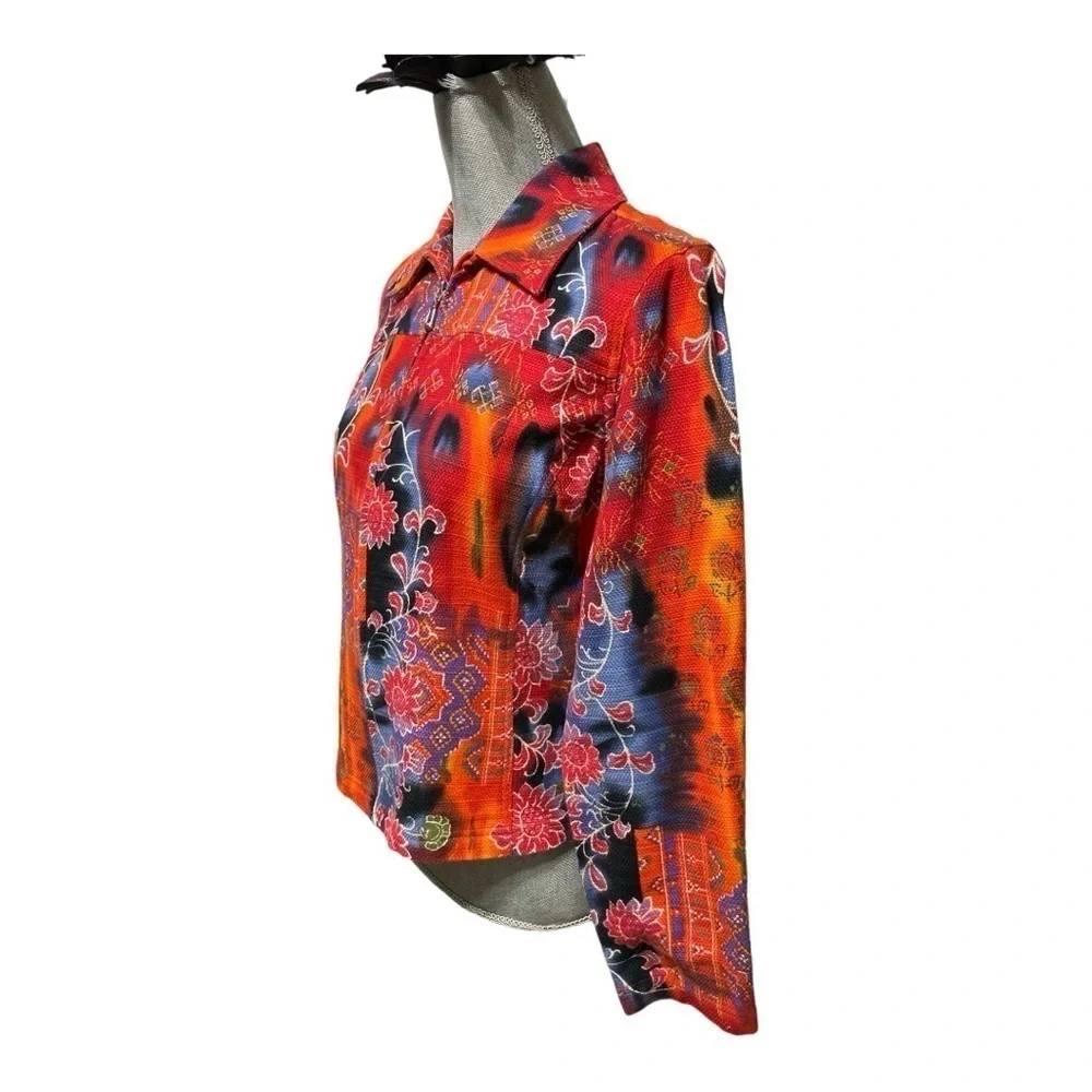 Coldwater Creek XS Southwestern Aztec Floral Zip Jacket Boho Western
